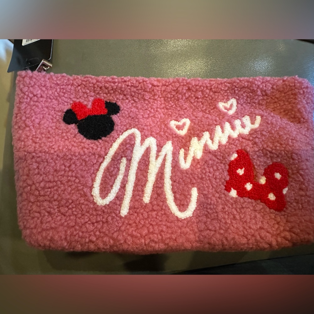 Disney Minnie Mouse Pink Fleece Cosmetic Bag